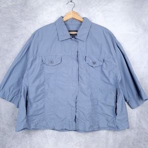 OSKA Top Womens 2 / US 8 Periwinkle Blue Cropped Boxy Button Up Shirt Jacket